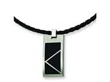 Chisel Stainless Steel Leather Cord Black Accent Necklace - 20 inches