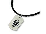 Chisel Stainless Steel Leather Cord Black Accent Necklace - 18 inches