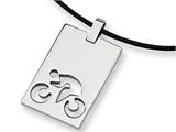 Chisel Stainless Steel Leather Cord Cut Out Necklace - 18 inches