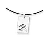 Chisel Stainless Steel Leather Cord Cut Out Necklace - 18 inches