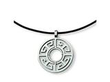 Chisel Stainless Steel Leather Cord Greek Key Necklace - 18 inches
