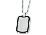Chisel Stainless Steel Carbon Fiber and Diamond Accent Necklace - 24 inches