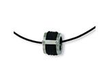 Chisel Stainless Steel Leather Accent Necklace