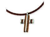 Chisel Stainless Steel Wood Accent Cross Pendant Necklace - 18 inches