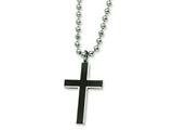 Chisel Stainless Steel Carbon Fiber Cross Pendant Necklace - 22 inches