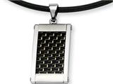 Chisel Stainless Steel Gold and Black color Carbon Fiber Pendant - 18 inches