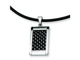 Chisel Stainless Steel Silver and Black color Carbon Fiber Pendant - 18 inches