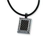 Chisel Stainless Steel Gold and Black color CZ Carbon Fiber Pendant - 22 inches