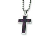 Chisel Stainless Steel and Stingray Patterned Cross Necklace - 24 inches