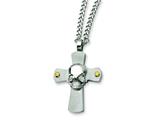 Chisel Stainless Steel Skull on Cross Necklace - 24 inches