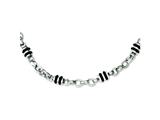 Chisel Stainless Steel and Rubber Accent Barrel Link Necklace - 22 inches