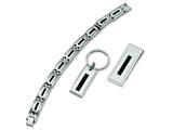 Chisel Stainless Steel Enameled 8.5 inche Bracelet, Money Clip and Key Chain Set