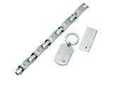 Chisel Stainless Steel Brushed 8.25 inche Bracelet, Money Clip and Key Chain Set