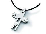 Chisel Titanium Leather Cord Cross Necklace - 18 inches