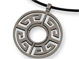 Chisel Titanium Leather Cord Greek Key Necklace - 18 inches