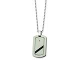 Chisel Titanium with Black Cable Diamond Dog Tag Necklace - 24 inches
