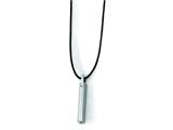 Chisel Tungsten Polished Leather Cord Necklace - 18 inches