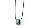 Chisel Tungsten Polished Leather Cord Necklace - 18 inches