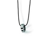 Chisel Tungsten Polished Leather Cord Necklace - 18 inches