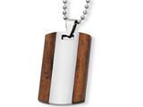 Chisel Tungsten and Wood Dog Tag Necklace - 24 inches