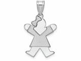 The Kids® Small Girl with Bow on Left Engraveable Charm / Pendant