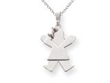 The Kids® Solid Engraveable Girl with Bow on Left Charm / Pendant