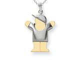 The Kids® Puffed Boy with Hat on Right Engraveable Charm / Pendant