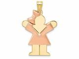 The Kids® Puffed Girl with Bow on Left Engraveable Charm / Pendant