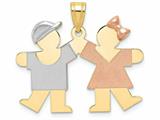 The Kids® Small Boy on Left and Girl on Right Engraveable Charm / Pendant