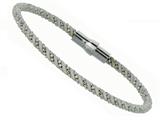 Sterling Silver 7.5 Inch White Silk Beaded Wrapp Bracelet With Magnetic Clasp