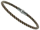 Sterling Silver 7.5 Inch Brown Silk Beaded Wrap Bracelet With Magnetic Clasp