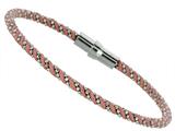Sterling Silver 7.5 Inch Pink Silk Beaded Wrap Bracelet With Magnetic Clasp