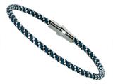 Sterling Silver 7.5 Inch Blue Silk Beaded Wrap Bracelet With Magnetic Clasp