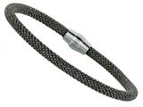 Sterling Silver 7.5 Inch Black Rhodium Beaded Bracelet With Magnetic Clasp
