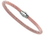 Sterling Silver 7.5 Inch Pink Plated Beaded Bracelet With Magnetic Clasp