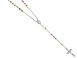 26 inches Silver Tri-Color 4MM Rosary Bead Necklace