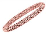 Sterling Silver 7.25 Inch Pink Plated Stretchy Bracelet