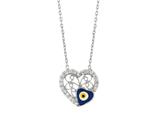 Sterling Silver 18 Inch Heart Necklace With Evil Eye