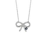 Sterling Silver 18 Inch Bow-Tie Necklace With Evil Eye