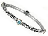 Phillip Gavriel 18K Yellow Gold and Sterling Silver Bangle With Four Blue Topaz Gems