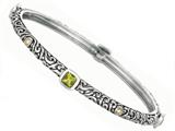 Phillip Gavriel 18K Yellow Gold and Sterling Silver Bangle With Four Peridot Gems