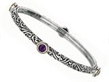 Phillip Gavriel 18K Yellow Gold and Sterling Silver Bangle With Four Amethyst Gems