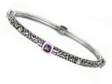 Phillip Gavriel 18K Yellow Gold and Sterling Silver Bangle With Four Amethyst Gems