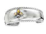Phillip Gavriel  Sterling Silver and Fleur De Lis in 18K Yellow Gold Cuff Bangle