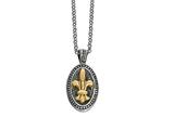Phillip Gavriel 18K Yellow Gold and Sterling Silver Fleur De Lis Pendant With 18 inches Chain