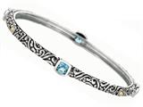 Phillip Gavriel 18K Yellow Gold and Sterling Silver Bangle With Four Blue Topaz Gems