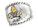 Phillip Gavriel 18K Yellow Gold and Sterling Silver Fleur De Lis Ring
