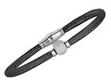 Sterling Silver 7.5 Inch Rhodium Hollow Wire Bead Bracelet With Magnetic Clasp