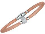 Sterling Silver 7.5 Inch Pink Plated Hollow Wire Bead Bracelet With Magnetic Clasp