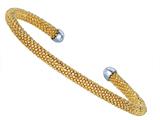 Sterling Silver 4mm Yellow Plated Adjustable Beaded Bangle